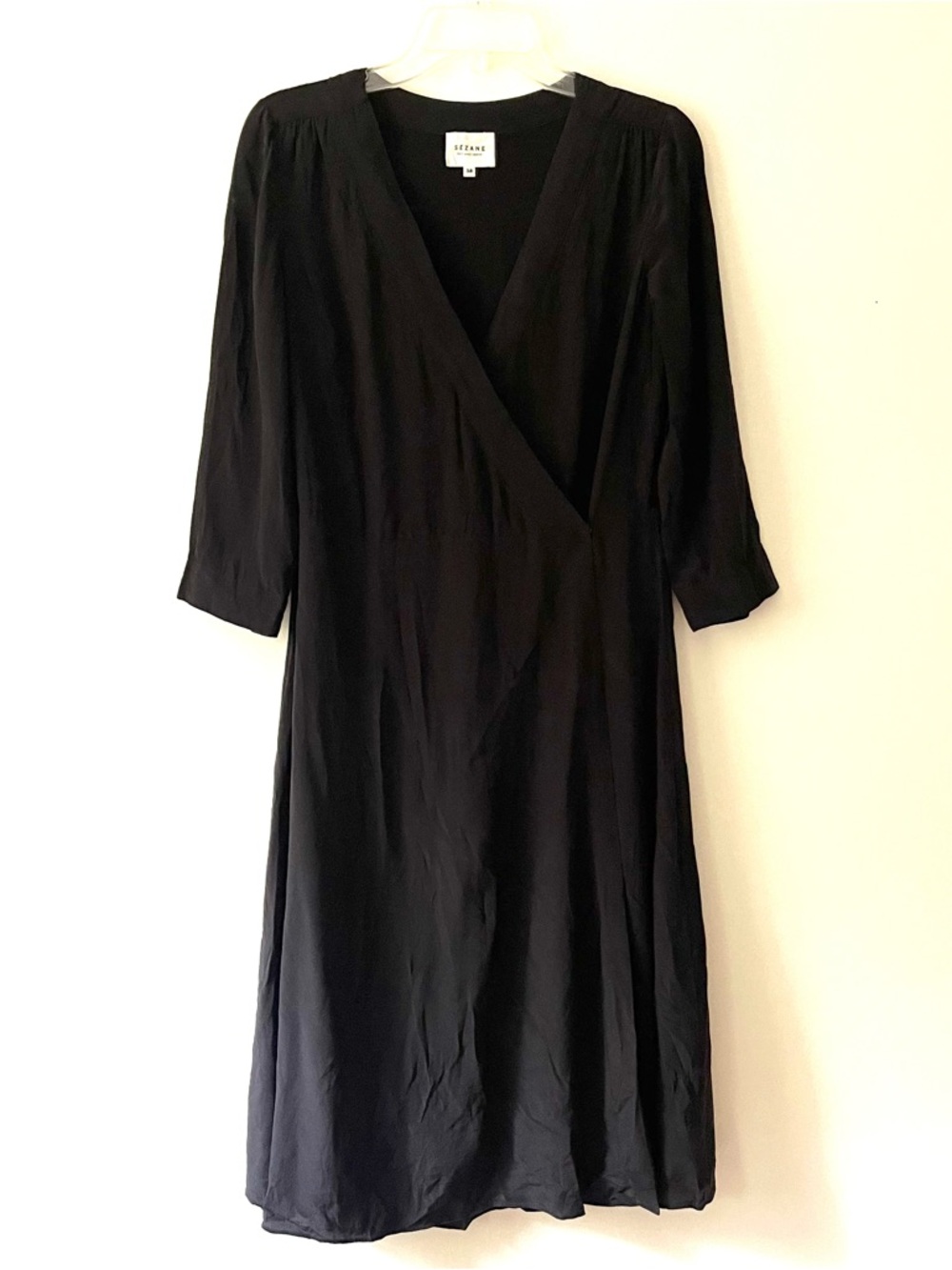 Sezane Silk Wrap Little Black Dress 38 XS